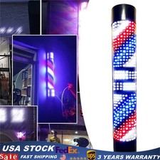 Barber Pole LED Light Red White Blue Stripes Rotating Hair Salon Shop Sign