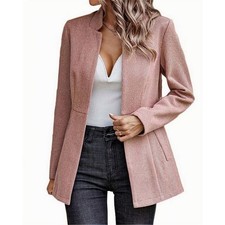 Women s Open Front Herringbone Blazer-Business Casual Long Sleeve Work Jacket wi