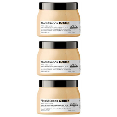3 x L'Oreal Serie Expert Absolut Repair Gold Golden Mask 500 ml