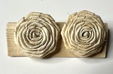 Handmade Woven Raffia Earrings Roses Pierced Hawaii Natural 1