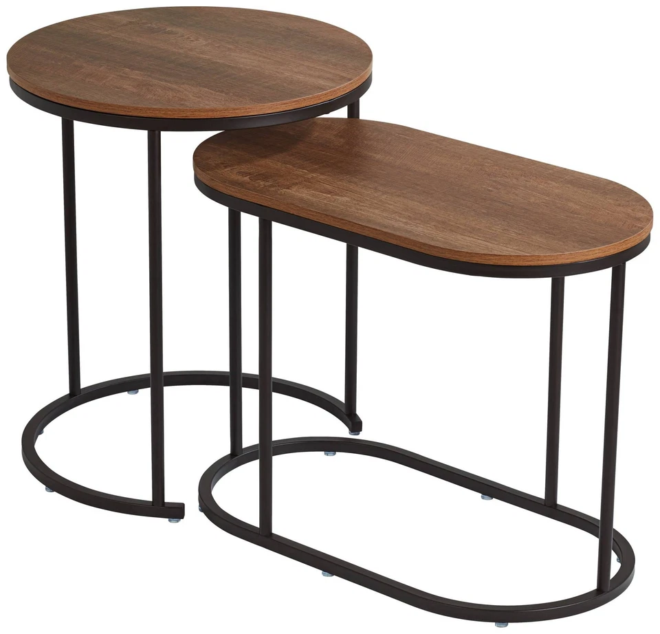 Santa Maria Walnut Nesting Accent Tables Set of 2 - Image 2 of 4