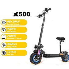 40MPH Max Speed Electric Scooter X500 2400W Dual Motor E-Scooter 48V 20AH