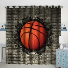 QH Basketball on The Brick Window Curtain Blackout Panels - Thermal Insulated...