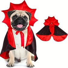 Vampire Devil Pet Costume Dog Or Cat Red  Black Cape Cloak Small
