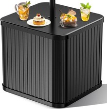 Umbrella Side Table - Hyperzoo Outdoor Patio Table with Umbrella Hole, Heavy Dut