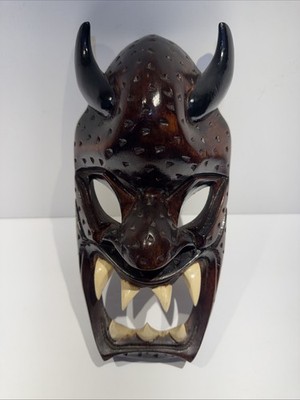 Vintage Filipino Bakunawa Wooden Dragon Like Serpent/Demon Mask 10.5x5