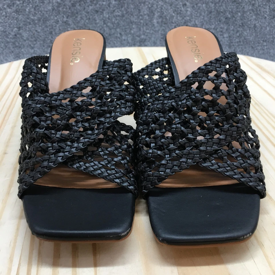 Sandalias Kensie para mujer 9 M Khadi Mule Slides negras imitación cuero tacones informales NUEVAS Foto 4 de 4
