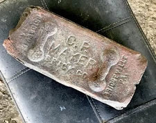 🧱 C. P. MAYER Bridgeville PA 1880-1917 🐎 Handmade Paver Block BARBELLS Brick