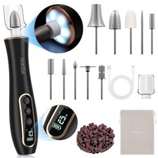 Electric Nail Drill, Professional Manicure Pedicure Kit, Cordless Black