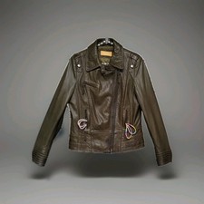 "BIBA" 100% ECHTES LAMMNAPPA-LEDER❤️ S/M BIKER-STYLE❤️ OLIV NEUWERTIG ‼️