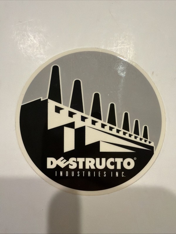 Destructo Skateboard Trucks Factory Grey OG Vintage Skateboarding STICKER
