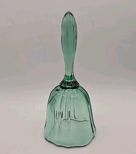 Fenton Art Glass Aqua Green Optic Style Bell w/Original Fenton Sticker 7"