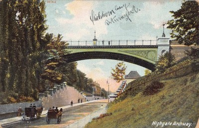 London Highgate Archway Suicides Bridge Post Card 1906 Earls Court - Wels Brücke