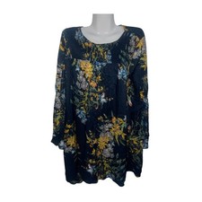 Zara Basic z1975 Floral Flare Dress Bell Sleeve Empire Waist Size Large