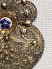 Vintage Gold Tone Filigree Heart Pendant Necklace Blue Enamel Cannetille Style — photo 6