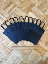 NEW Lot of 10 Black Paper Gift Shopping Bags w/ Handle - Size 5.25  X 3.25  X 8  