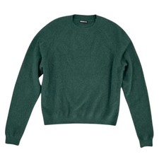 Minnie Rose Cashmere Sweater Green Medium 9gg Long Sleeve Shrunken Crew