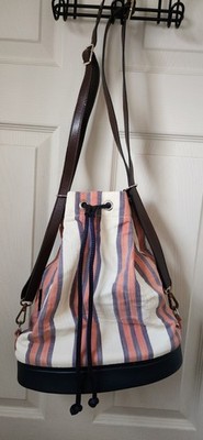 O Bag Bucket Backpack Canvas/Rubber W/Adjustable Removable Strap Made In Italy