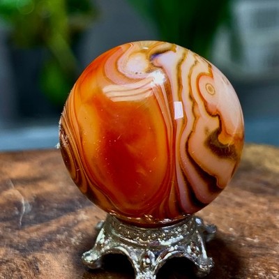 17G Natural red sardonyx striped agate sphere crystal mineral ball healing B604