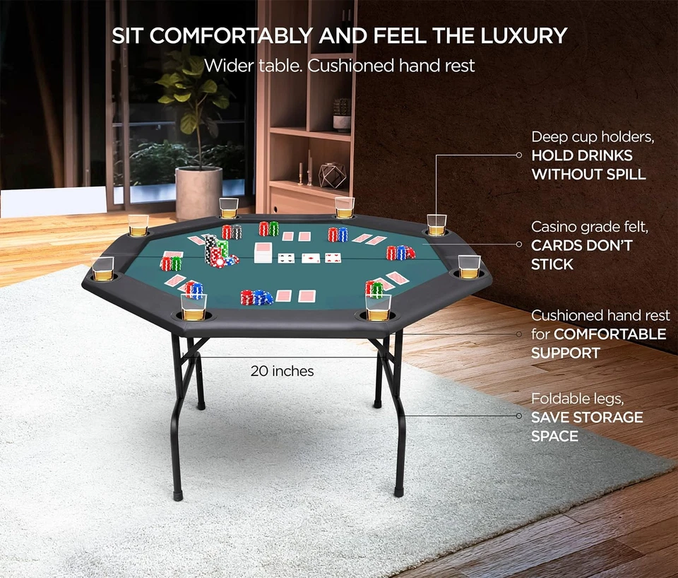 Mesa de póquer ZivPlay plegable Texas Holdem mesa de póquer portátil con patas plegables Foto 2 de 4