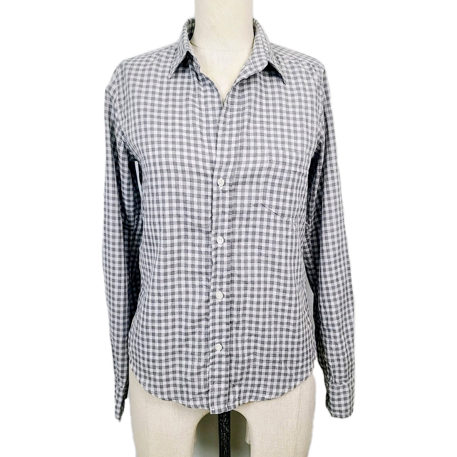 Frank & Eileen Gray Gingham Button Front Cotton C… - image 1