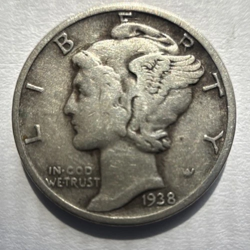 1938 Mercury Dime Silver 10C Circulated US Coin Business Strike Uncertified