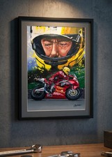 Joey Dunlop MotoGP TT A3 art print from painting by Greg Tillett poster