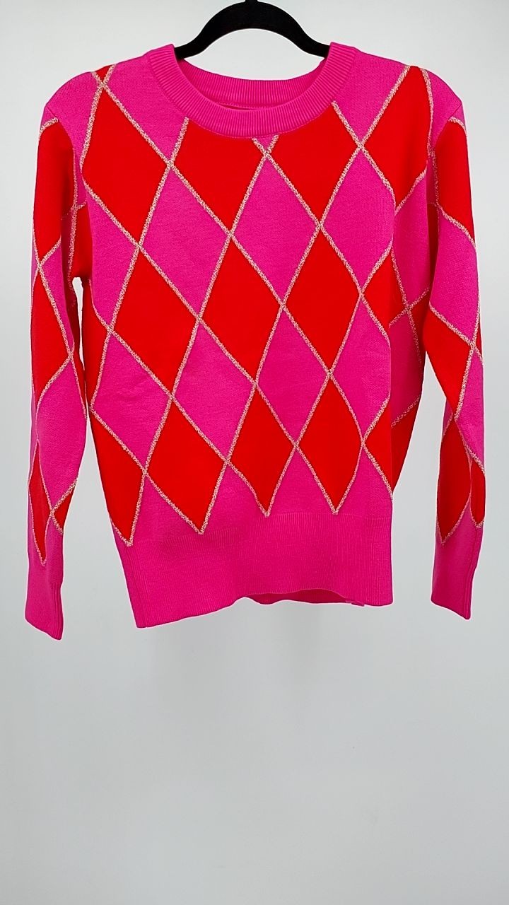 Argyle Pattern Long Sleeve Sweater - image 2