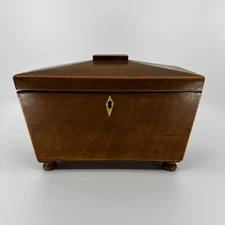 19th Century Georgian Antique Tea Caddy Maple - no key