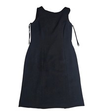 Tahari Arthur S Levine Black Sleeveless Sheath Dress Size 10 Boat Neck Career
