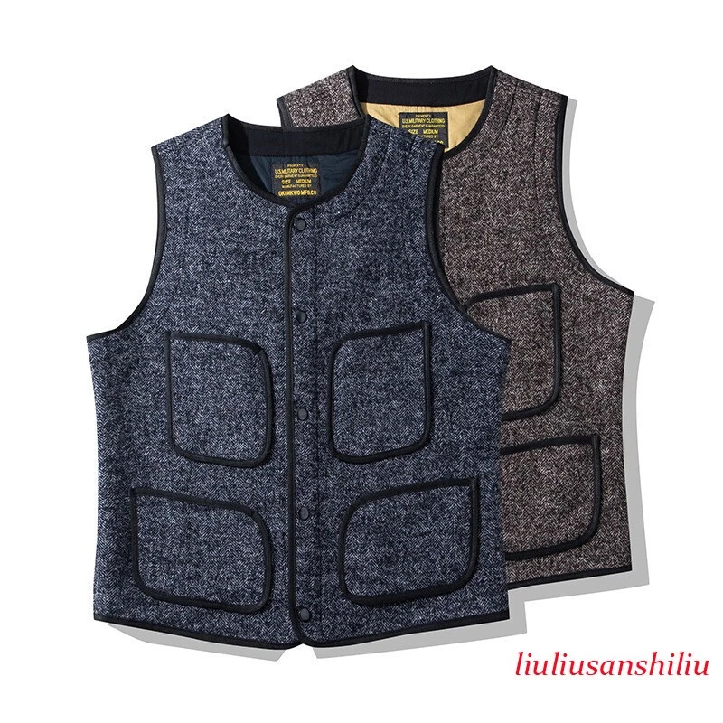 Men's Vintage Brown's Beach Jacket Thick Wool Vest Amekaji Round Neck Waistcoats
Opens in a new wind
