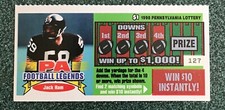 Jack Ham Pittsburgh Steeler  NFL Football  SV 1998 Instant  Lottery Ticket