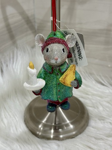Raz Imports Christmas Ornament Mouse With Candle Glitter