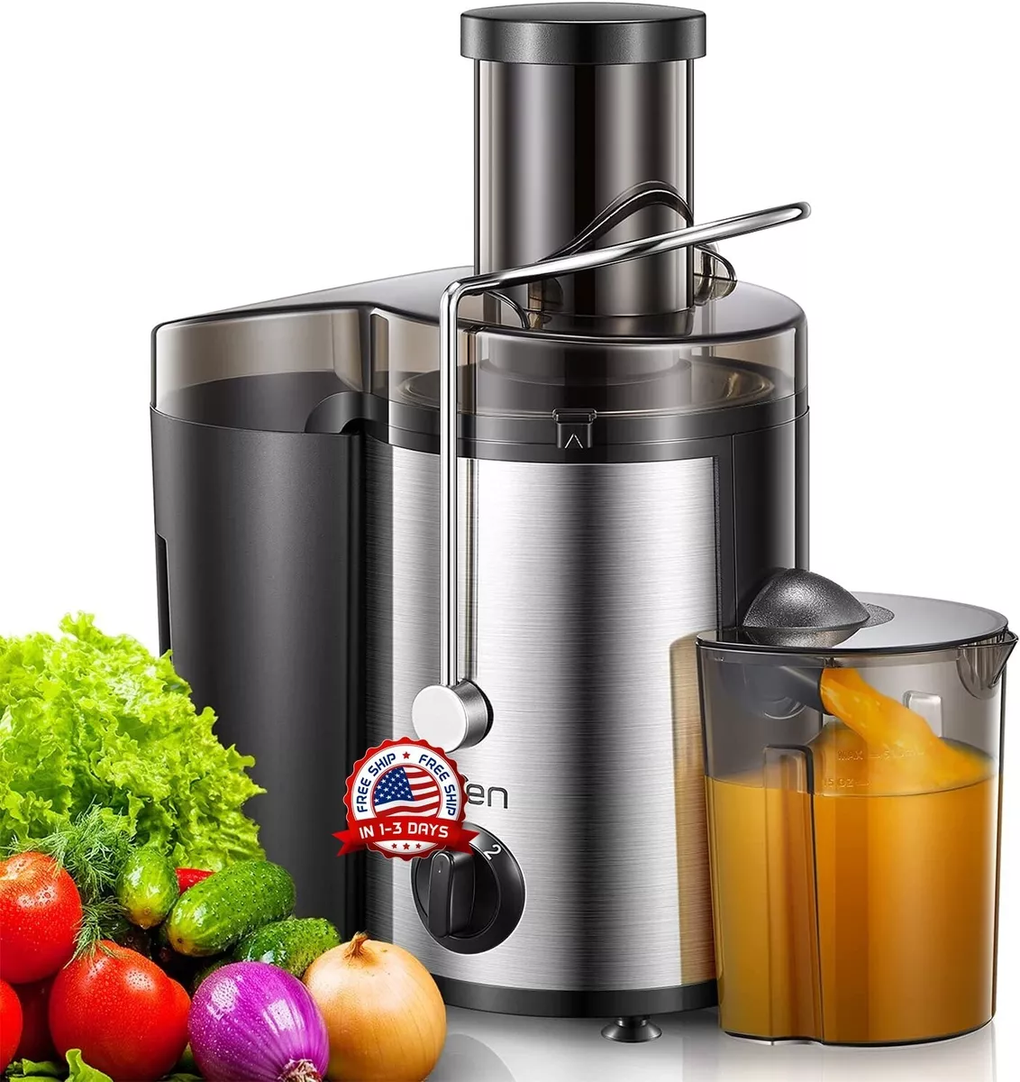 Extractor De Jugos Para Frutas Y Vegetales Acero Inoxidable Exprimidor 1200W