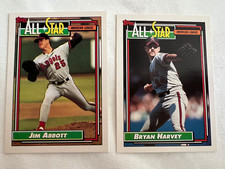 (2) 1992 TOPPS A.L. ALL-STAR-JIM ABBOTT # 406-BRYAN HARVEY# 407 BASEBALL CARDS