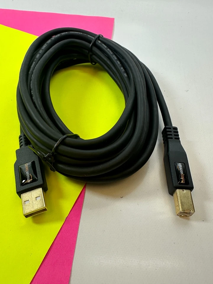 AmazonBasics B00BCWALHM 16ft USB 2.0 Printer Type Cable A-Male to B-Male - NEW - Image 2 of 4