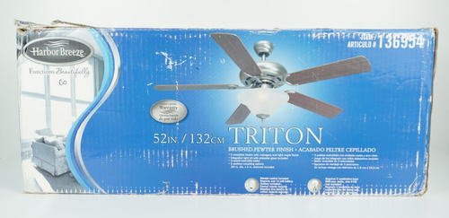 Harbor Breeze Triton 52 inch Ceiling Fan - Mahogany/Light Maple Brushed Pewter