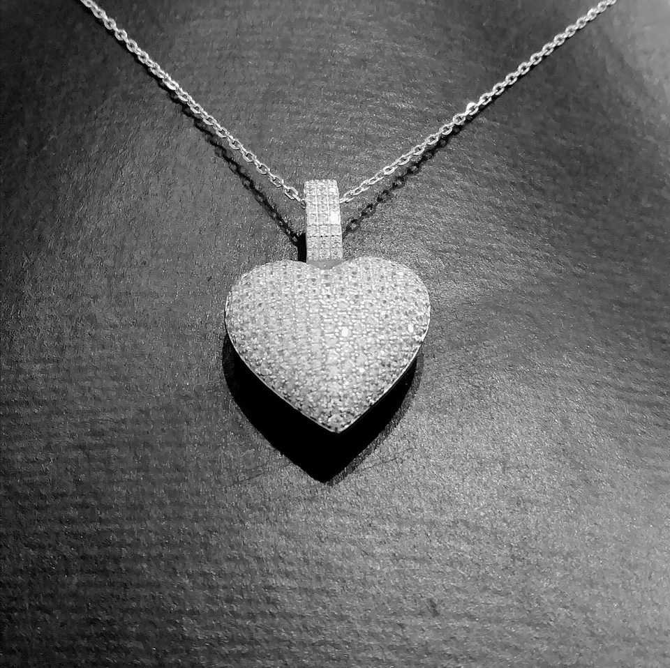 COLLANA CON CIONDOLO CUORE ZIRCONATO BOMBATO IN ARGENTO 925 RODIATO DONNA - Immagine 3 di 4