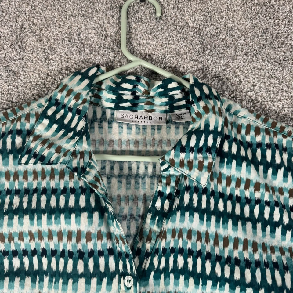 Blusa Sag Harbor Mujer XL Elastizada Tribal Ikat Artística Grandmacore Y2K Boho Años 90 Foto 2 de 4