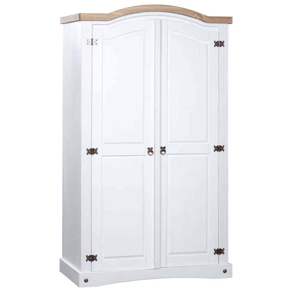Armadio in Legno di Pino Messicano Corona 2 Ante Bianco - vidaXL