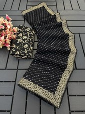 Self Design, Embroidered Bollywood Georgette Saree  Black 
