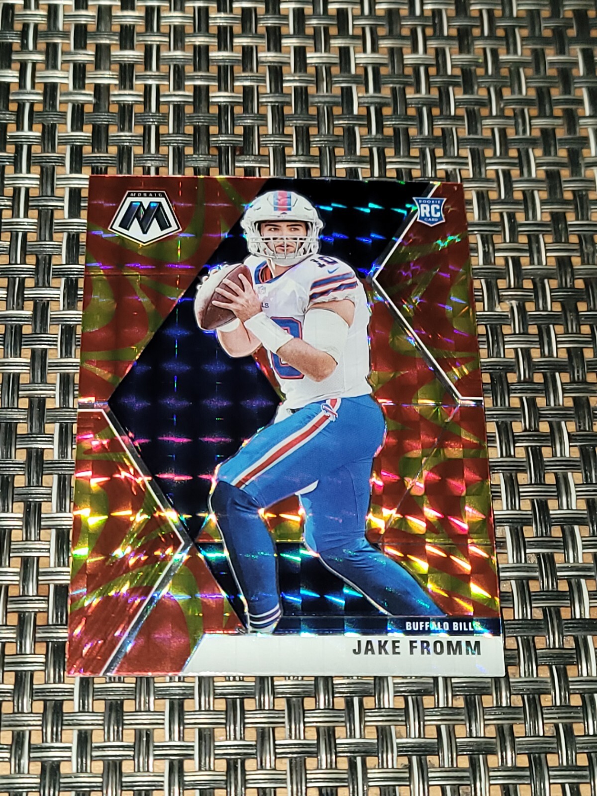2020 Mosaic Gold Reactive Prizm Camo Jake Fromm Bills RC #242 Rookie Lions
