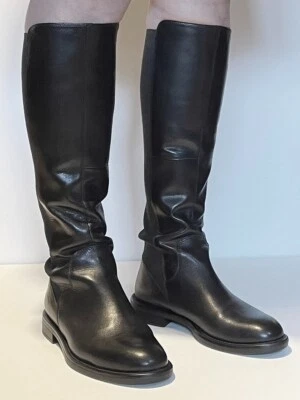 Bottes cuir femme 37, noires, "Vagabond", bout rond, talon plat, ganse élastique - Photo 1/4
