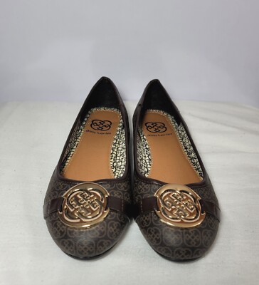 Daisy fuentes Women Size 7 Rosee Brown & Gold flats