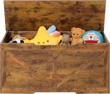 Children's Wooden Toy Box Chest Kids Storage Bench Flip Top Lid & Safety Hinges