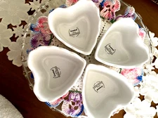 NWT GRESTEL PORTUGAL STONEWARE SUMMER WHITE HEART RAMEKINS 4 TTL