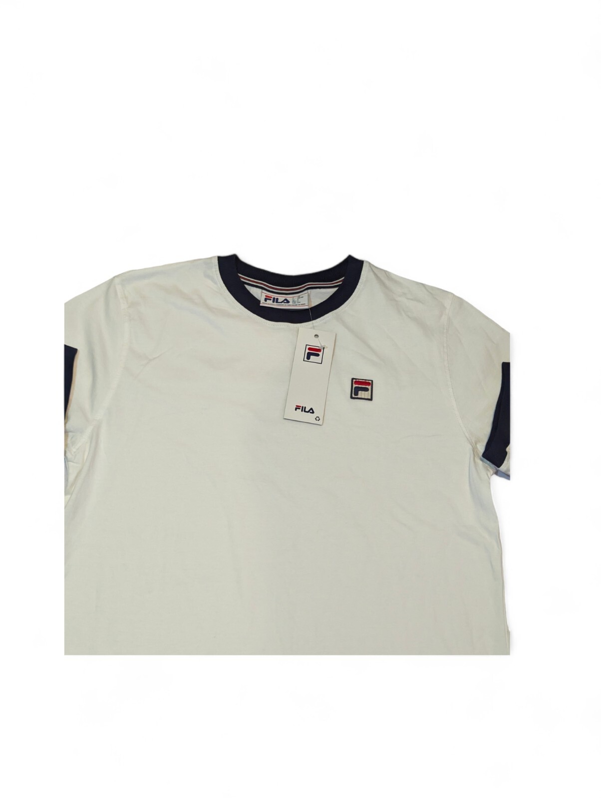 T shirt uomo Fila Marconi Essential Ringer taglia small colore bianco pavone nuova con etichetta