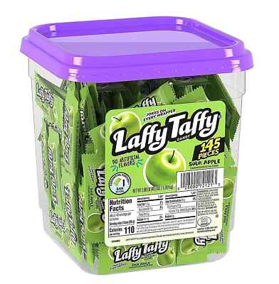Laffy Taffy Mini Sour Apple Bar Candy Tub 49.3 oz. Bulk 145 Pc.