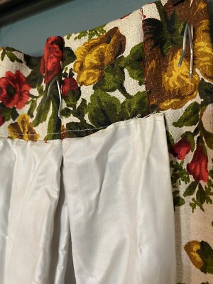 Vintage Curtains Retro MCM Pinch Pleat Lined Flower Power