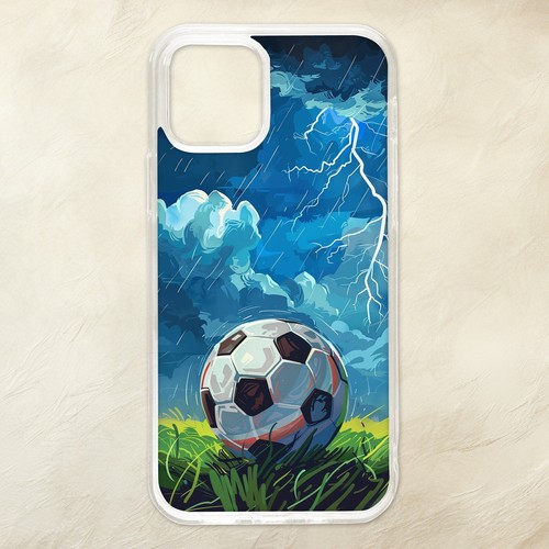 Custodia telefono blu modello erba fiamma fuoco pallone calcio Samsung Galaxy - Foto 4 di 4